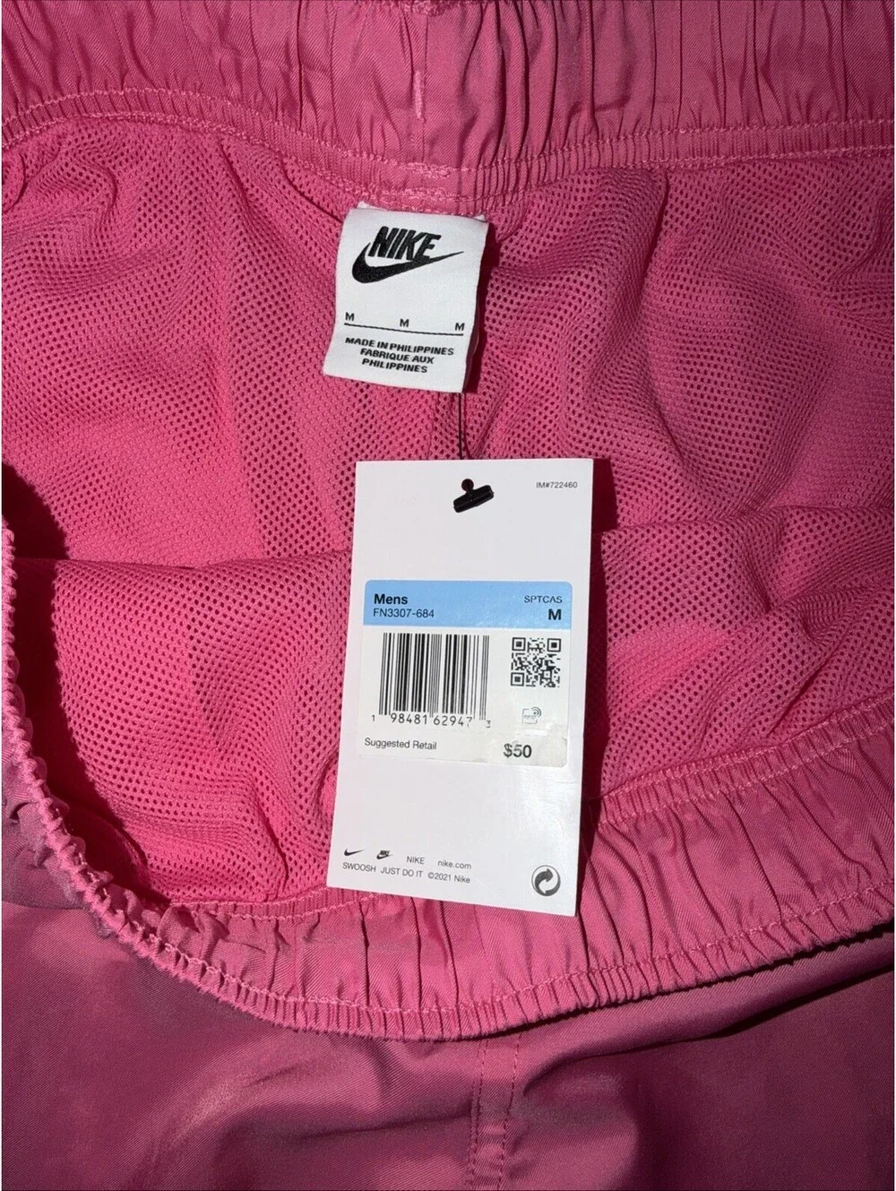Nike Club Flow Men Medium Woven Lined Shorts Pinksicle/White FN3307-684 New